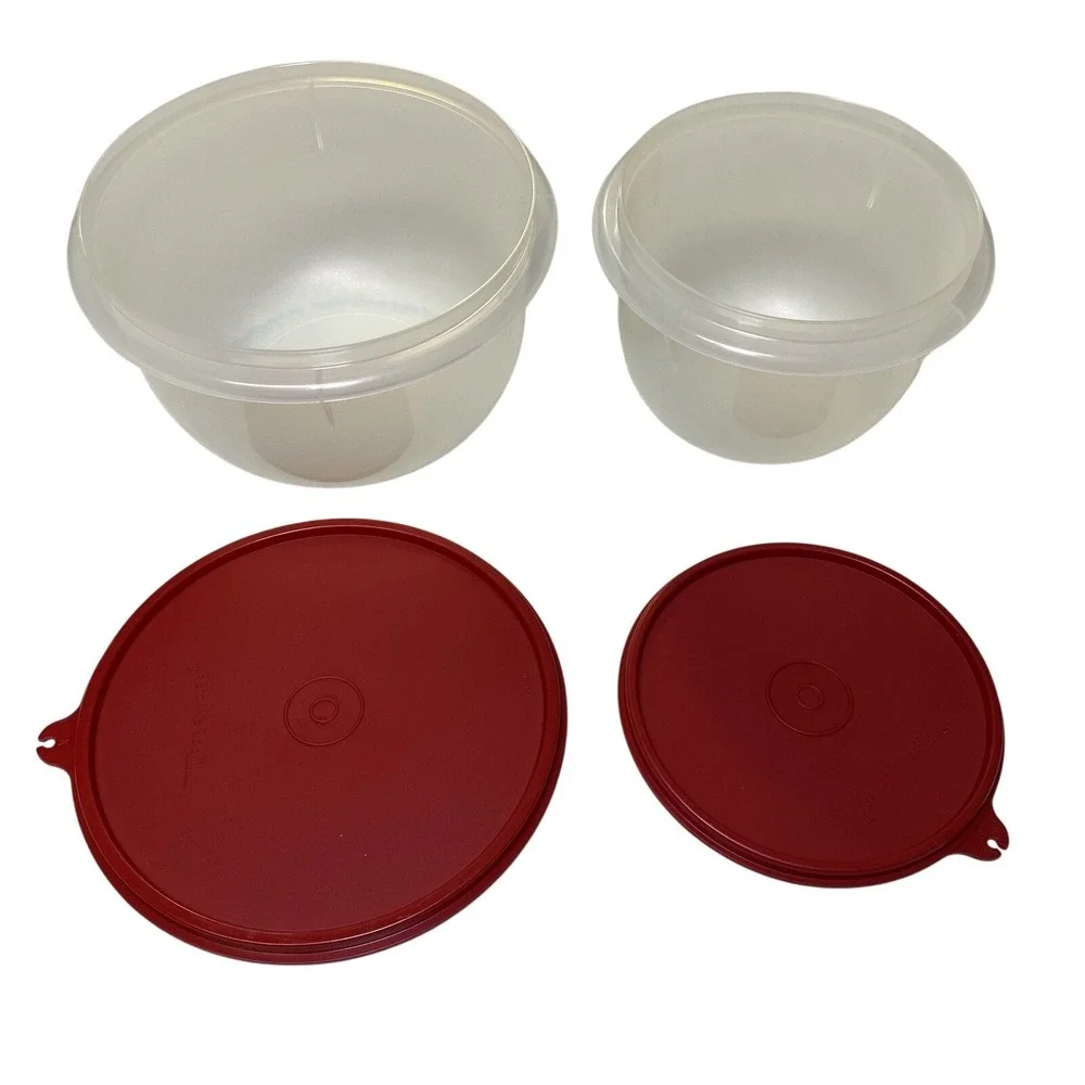 Vintage‎ Tupperware Mixing Bowl Set NOS w/Lids Bag & Paperwork 270-5 271-10 NOS